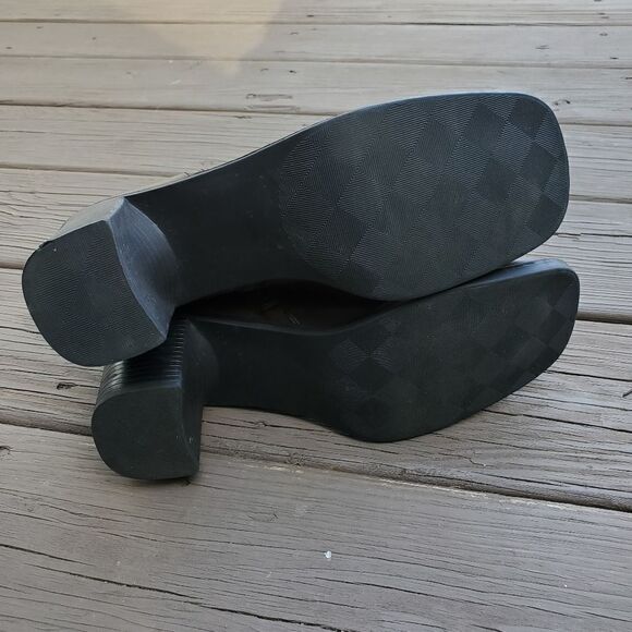 Vintage 90s y2k Bratz Brown Vegan Leather Chunky Heel Square Toe Ankle Boots 9.5 - Picture 6 of 8